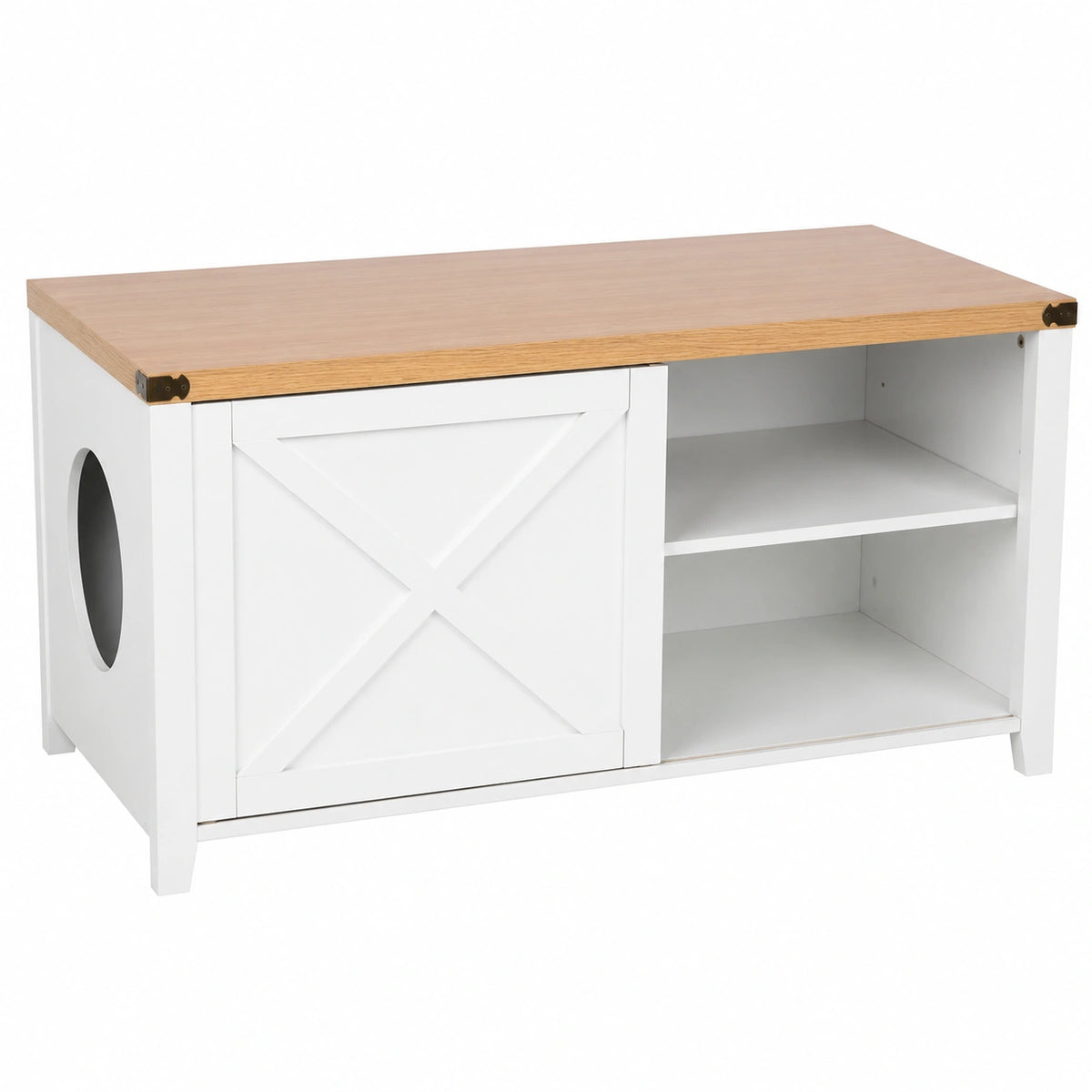 Armoire, coloris blanc et brun, 110 x 50 x 53 cm, pour la chambre