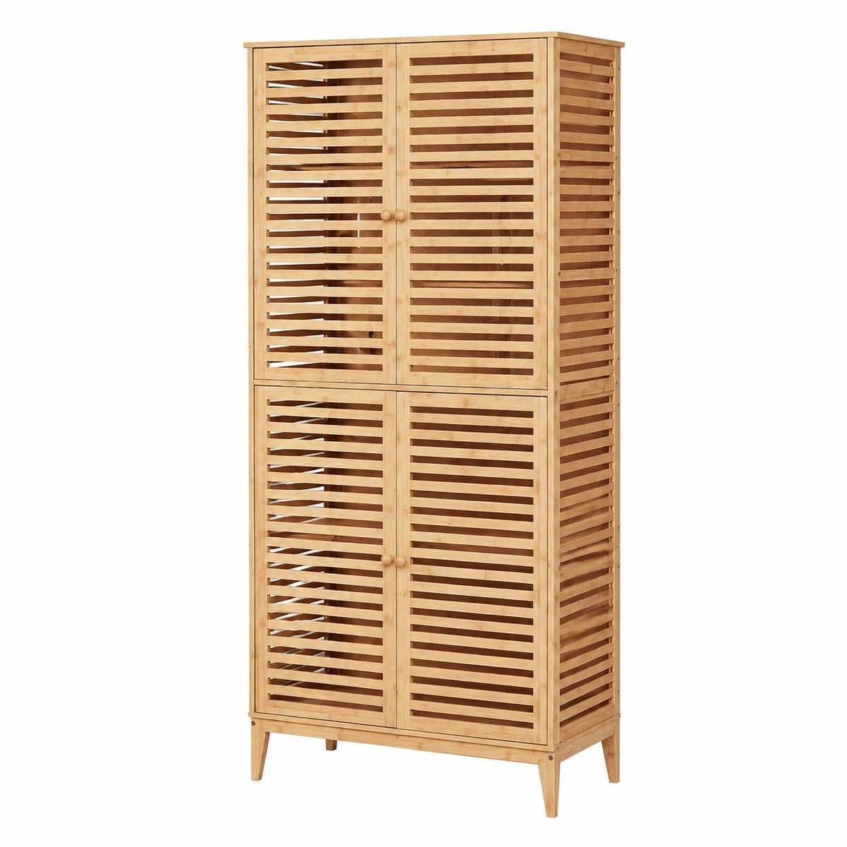 Armoire, en bambou, avec rangement, avec portes, coloris naturel, 180 x 80 x 40 cm, pour la chambre