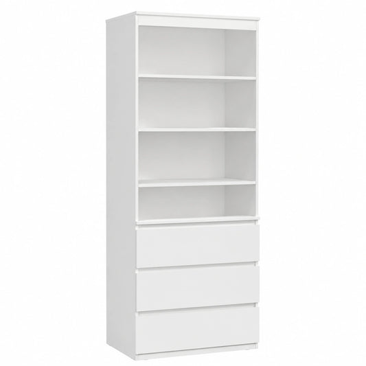 Bibliothèque, avec rangement, avec tiroirs, avec étagères, coloris blanc, pour le salon ou le bureau