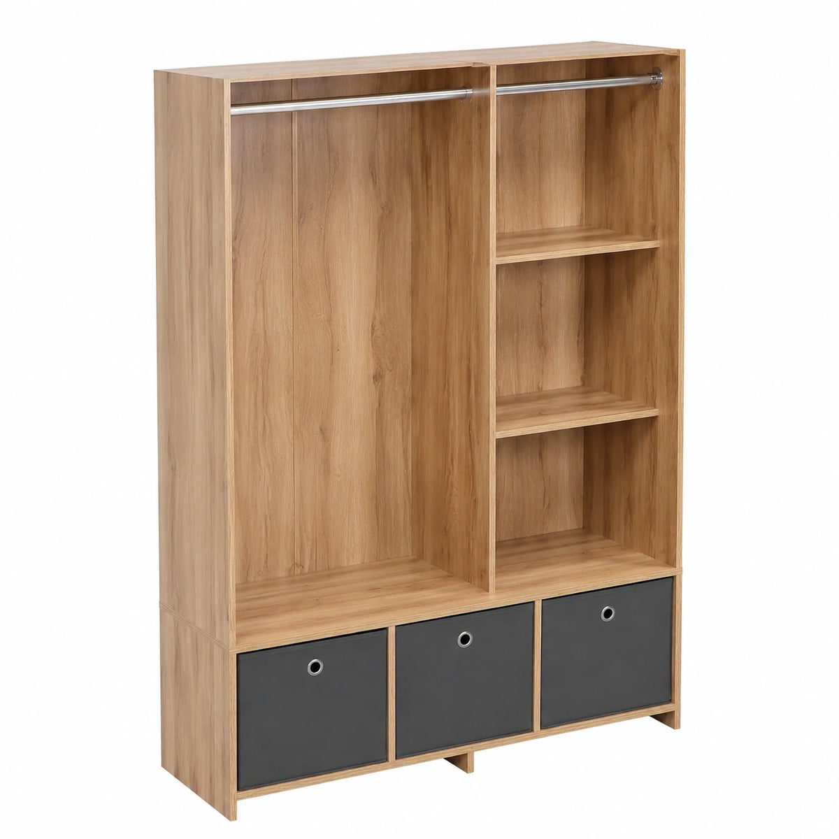 Armoire, avec rangement, avec tiroirs, en tissu, coloris naturel, 105 x 48 x 160 cm, pour la chambre